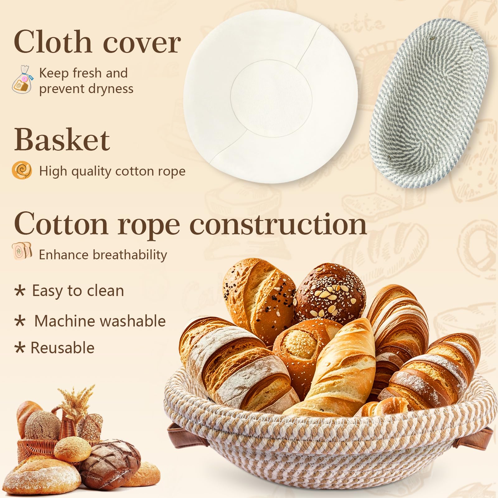 Roemey TM0009-01 2 pack 1000ml Zuurdesem Starter Pot met 9 Ronde Brood Proofing Mand, voor Brood Maken Bakken Fermentatie Roemey TM0009-01 2 pack 1000ml Zuurdesem Starter Pot met 9 Ronde Brood Proofing Mand, voor Brood Maken Bakken Fermentatie