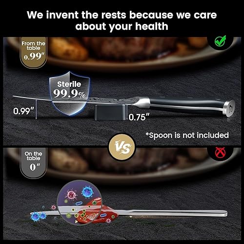 Miniatura 2 de CoquusAid Cuchillos para carne con soporte para cuchillos, juego de cuchillos de carne forjados con triple remache, acero japonés de alto carbono,