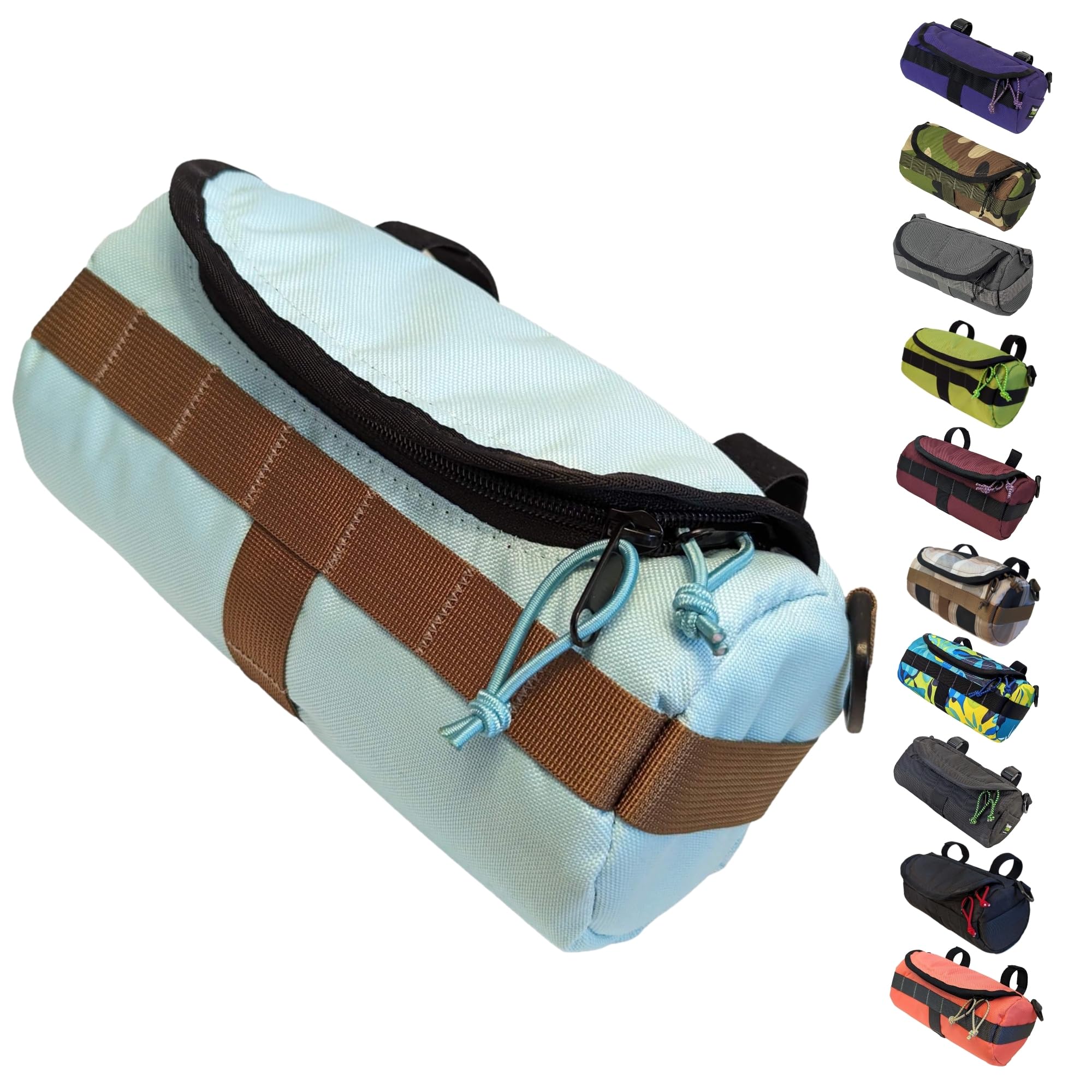Handlebar Bag (Miami Nice) | 2 Liter Capacity | Spacious Bike Bag w/ 2 Extra Long Buckle Straps & 1 Hook-and-Loop Strap | Water Resistant Front Basket | Bike Accessories | Made in USA