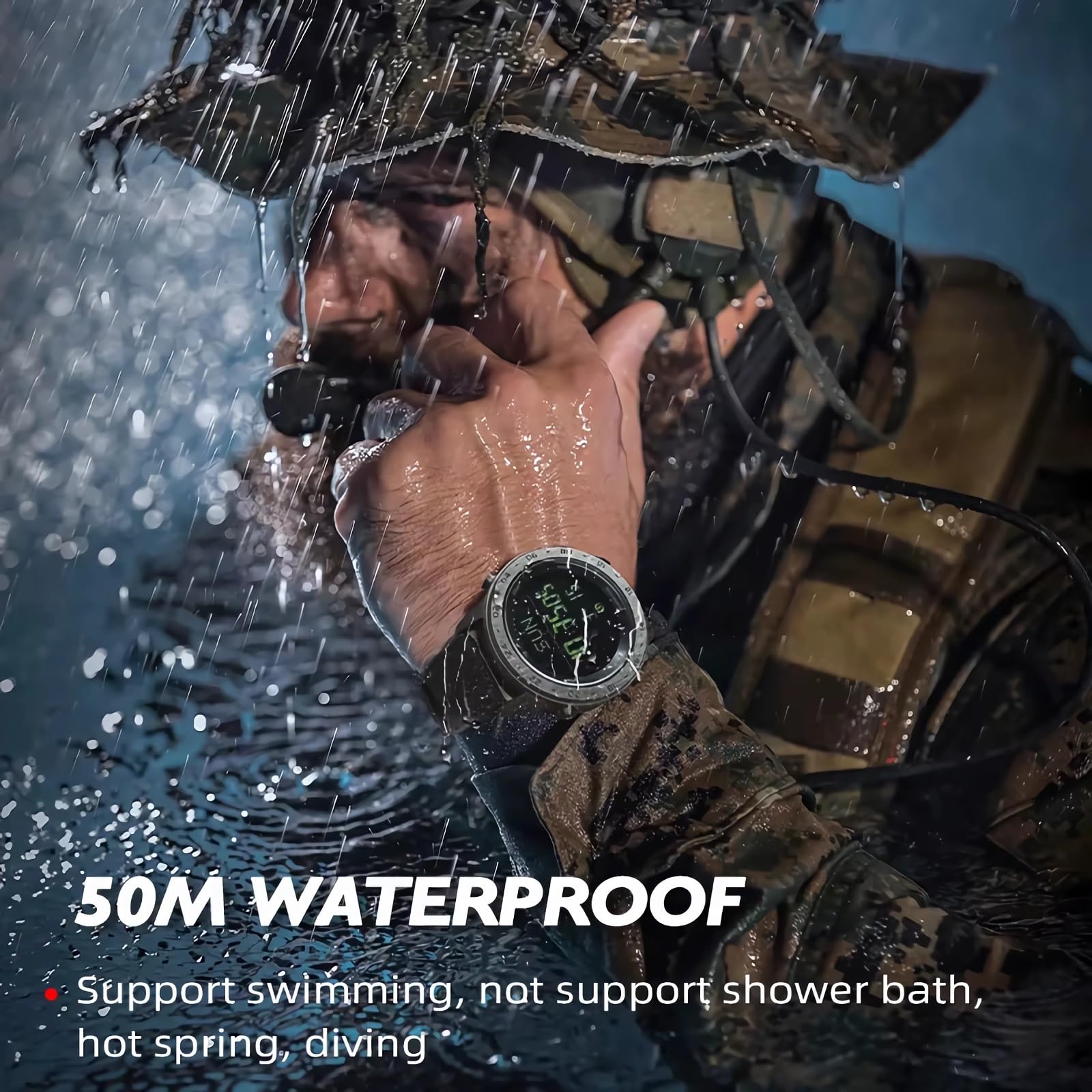 Taktyczne zegarki sportowe dla mężczyzn outdoorowe survival wojskowy kompas rock solidne cyfrowe zegarki z trwałym paskiem, krokomierz