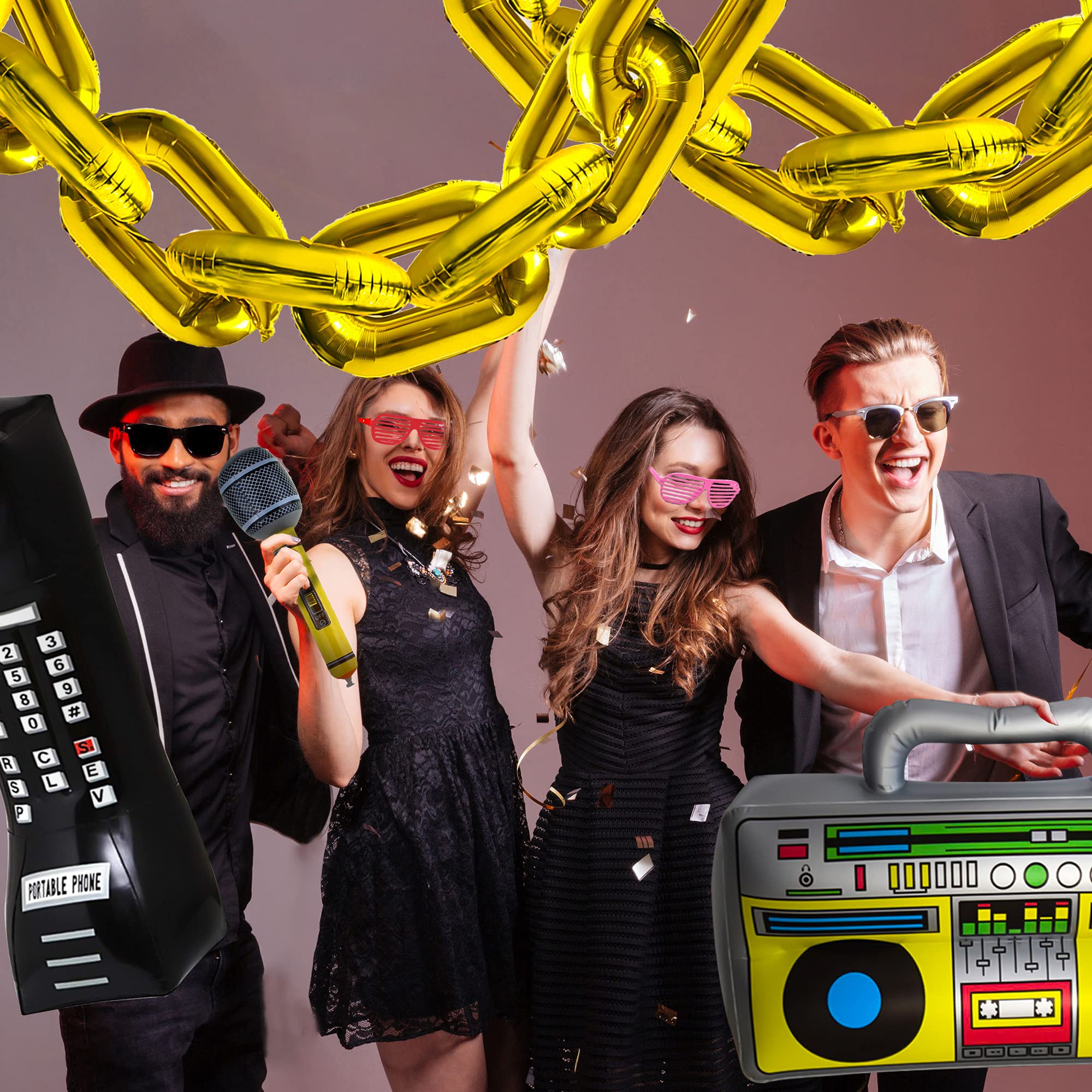 Decorazioni Per Feste Anni '80 E '90,Set Ghirlanda Di Palloncini,Altoparlante Radio Gonfiabile,Microfono Per Chitarra Retrò,Palloncini Per Decorazione