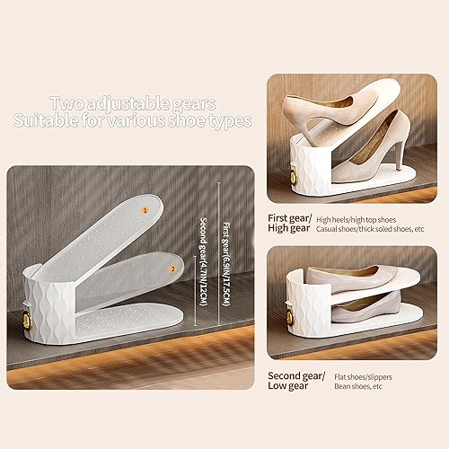 Miniatura 3 de Paquete de 15 ranuras para zapatos, apilador de zapatos ajustable para almacenamiento en el armario, doble capa ahorrador de espacio, sostenedor de