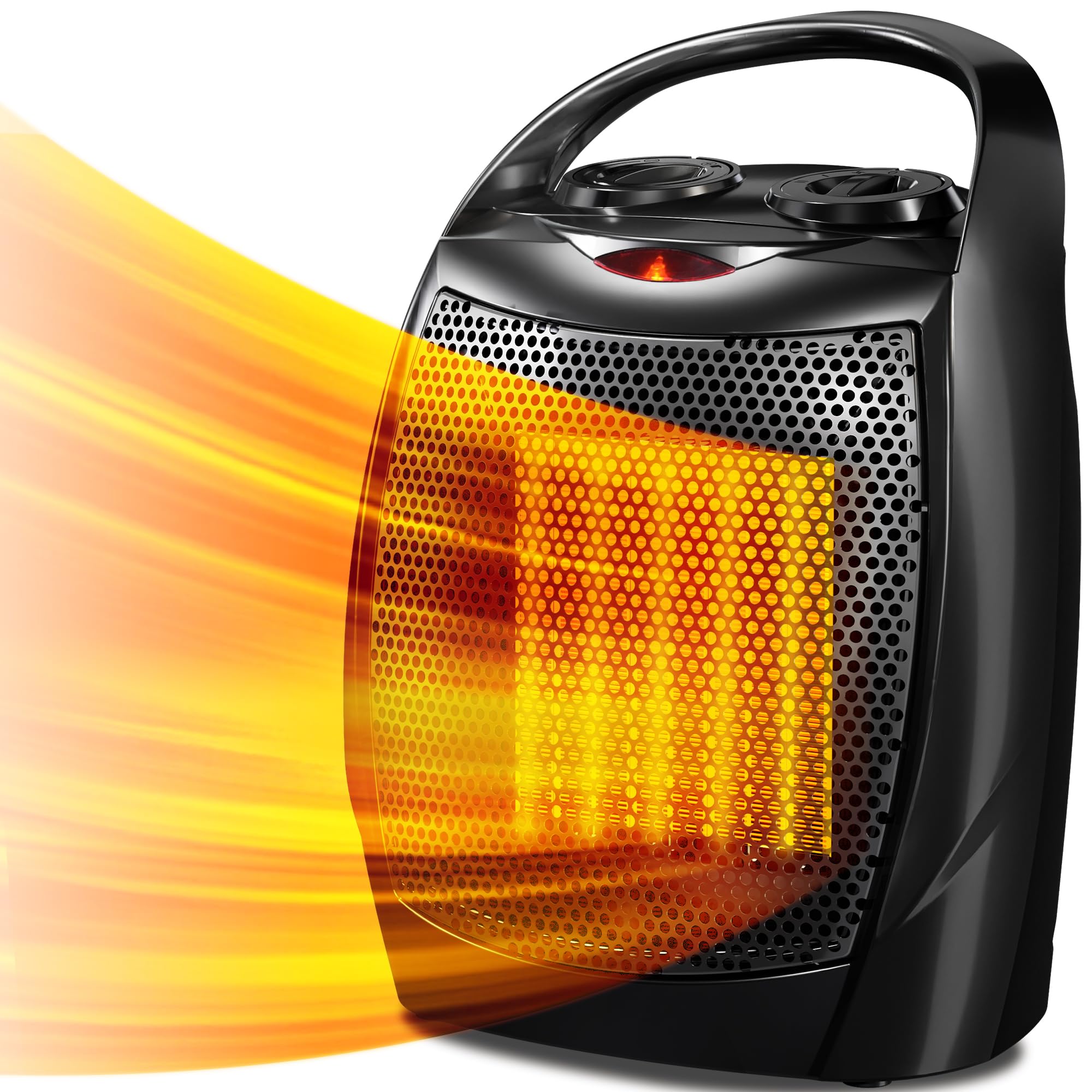 Electactic Small Electric Space Heater?1500W Ceramic Space Heater,Portable Heater Fan for Indoor Use with Adjustable Thermostat and Overheat Protection ETL Listed for Kitchen(Black)