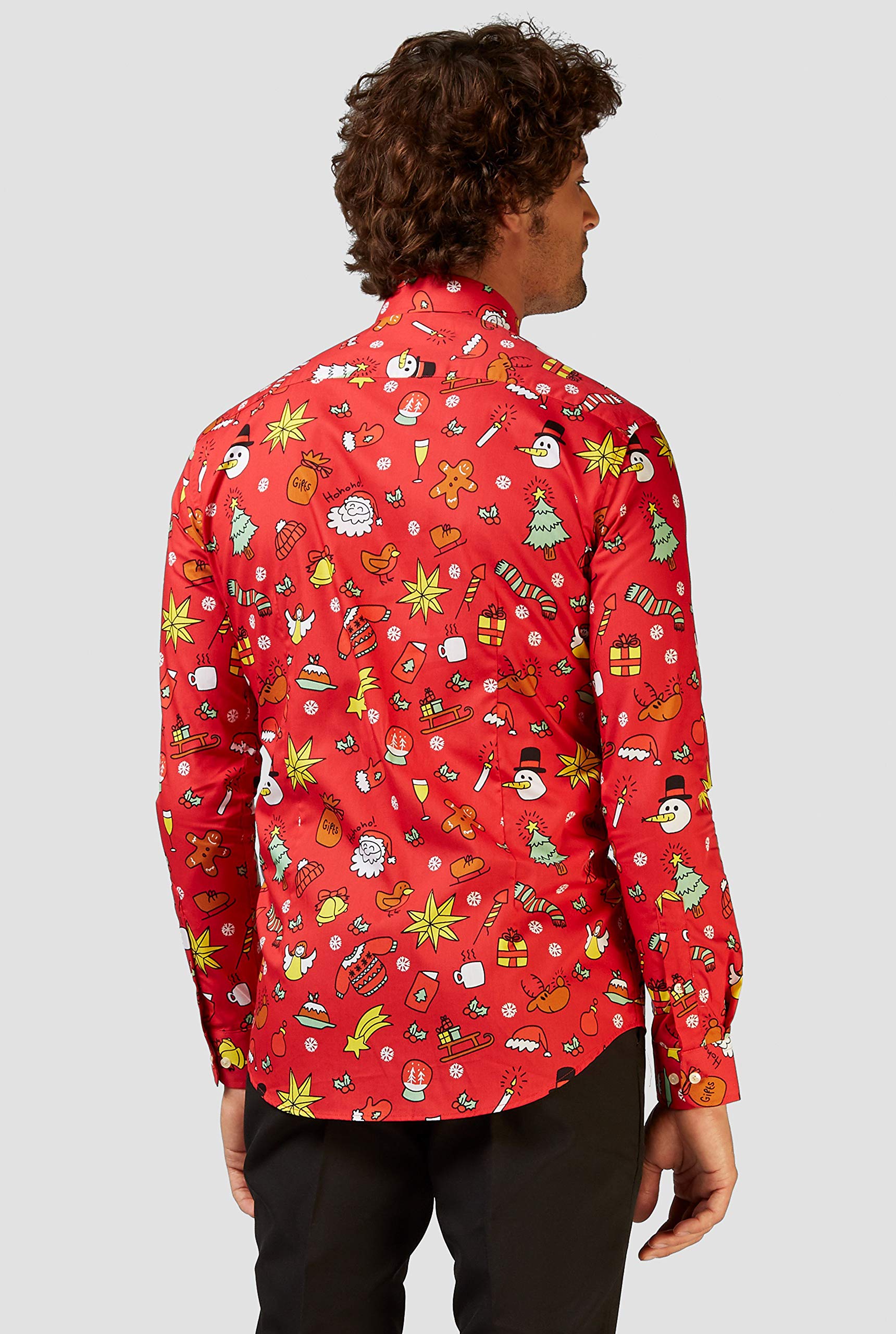 OppoSuits Koszula męski OppoSuits Christmas Fitted Button-up Shirt With Long Sleeves For Men