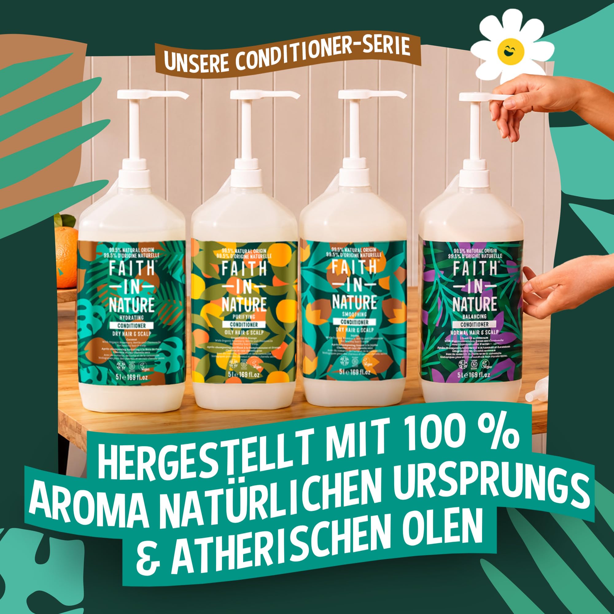 Faith In Nature Bio Kokosnuss Conditioner, Feuchtigkeitsspendend für trockenes Haar & trockene Kopfhaut, Vegan und tierversuchsfrei, Ohne SLS, Silikone oder Parabene, 5 L Nachfüllpack