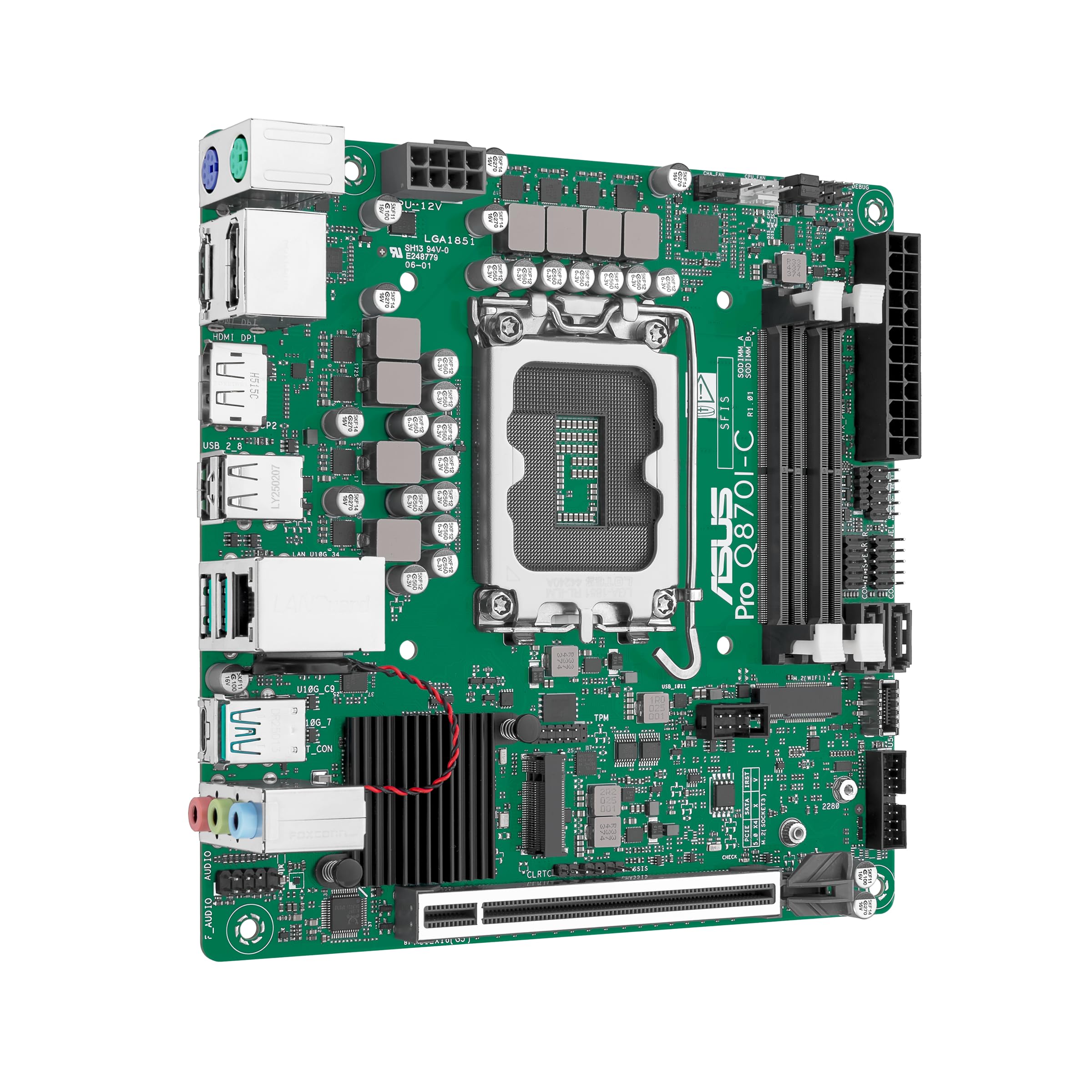 ASUS PRO Q870I-C-CSM, Scheda Madre Intel Mini-ITX, Slot DDR5, Nera