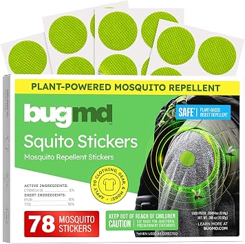 BugMD Squito Stickers - Mosquito Repellent Patches for Adults | Safe and Effective for Camping, Beach and Outdoor Essentials | 78 Count