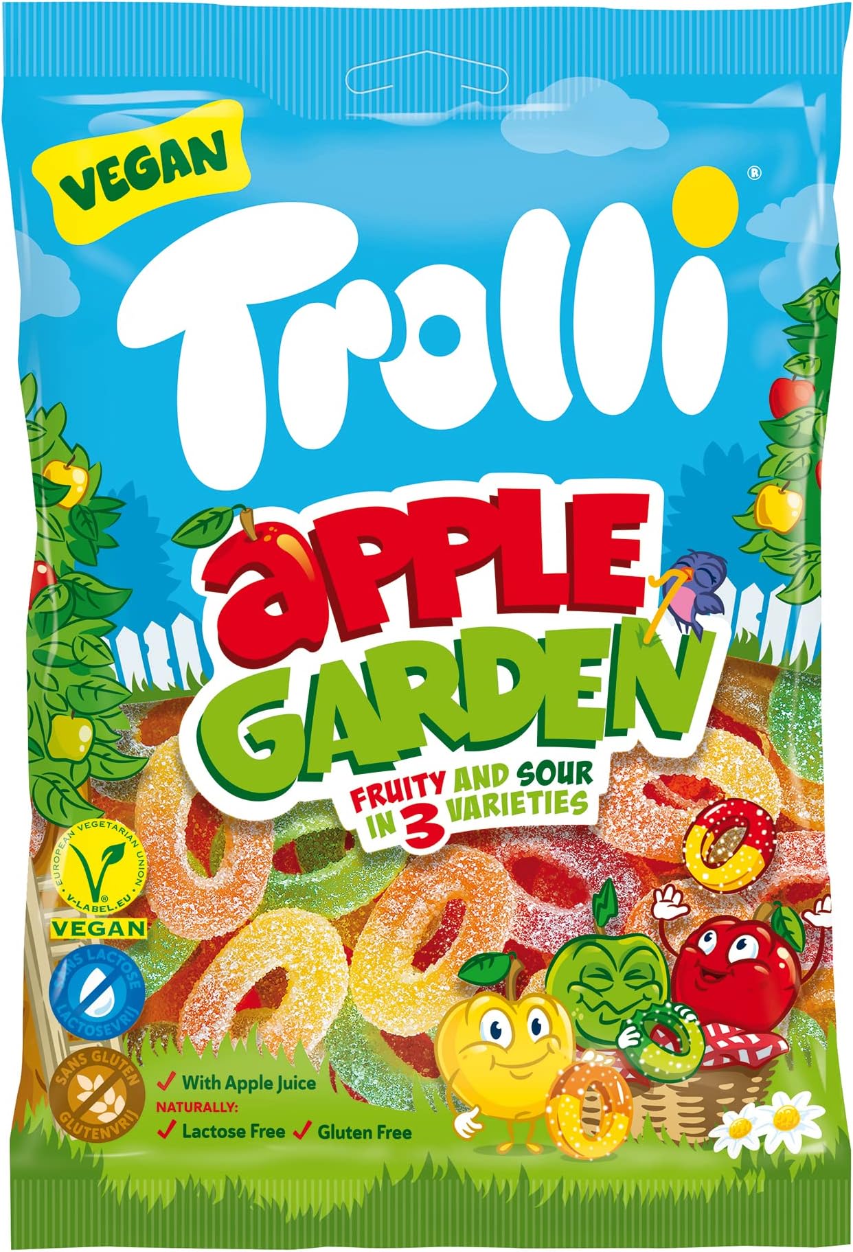 Trolli Apple Garden Gummies Candy | Fruity & Sour Assorted Flavors | Back to School | Imported (175g)