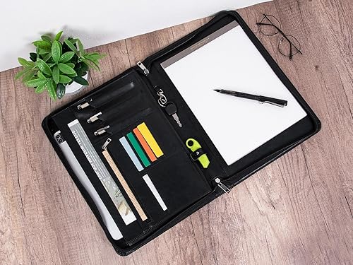 Miniatura 7 de Calfinder Organizador de cartera de cuero, carpeta de reanudación con soporte para llaves, con bolsillo para guardar laptoppad de 13 pulgadas,