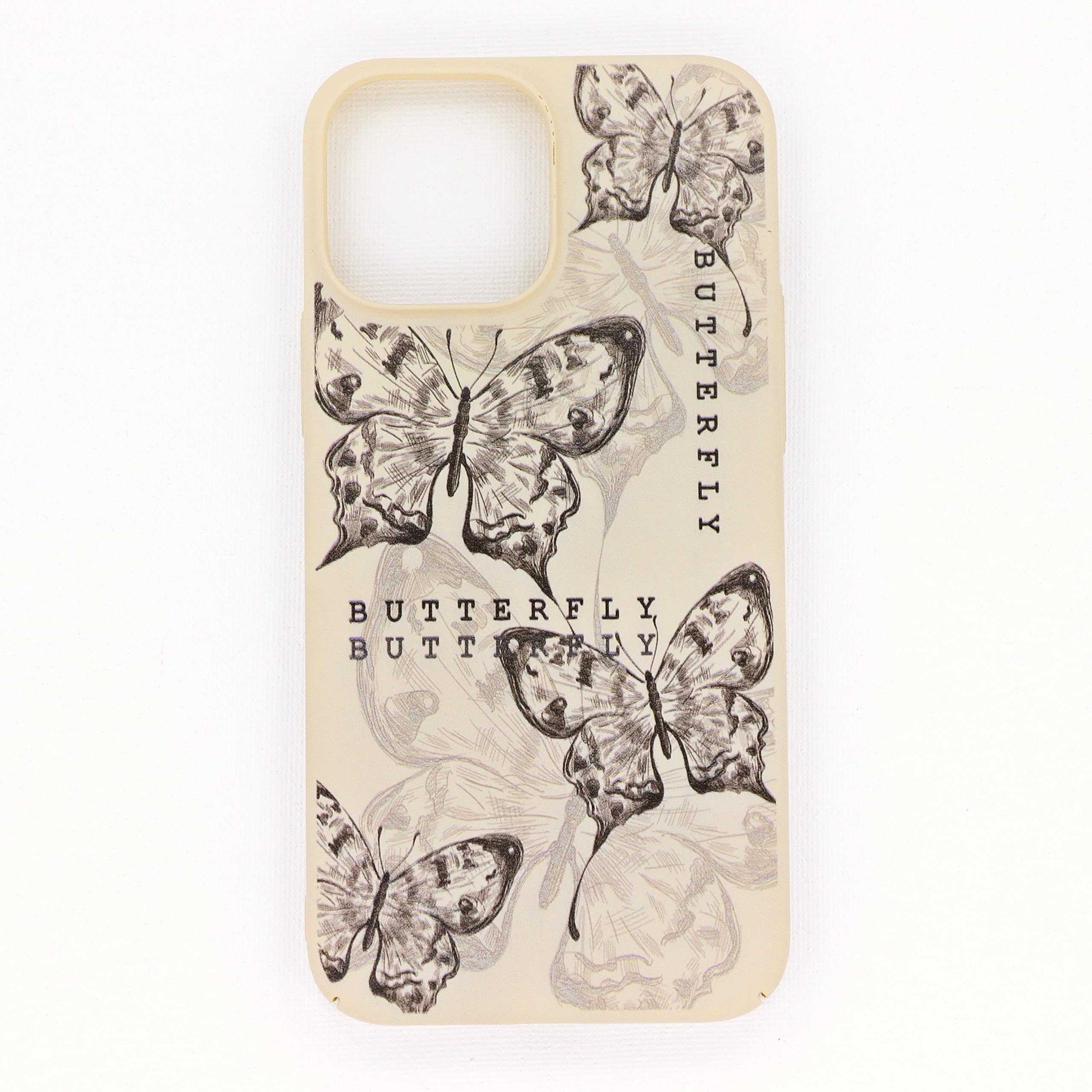 EZE Butterfly design phone case for apple iPhone 14 & 13 series trendy mobile phone cover (iPhone 14 Pro, Beige)