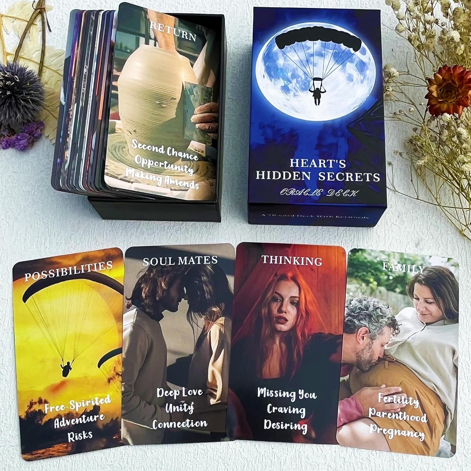 Sponsored Ad - Twin Flame Love Oracle Cards, Hearts Hidden Secrets Oracle Deck, 78 Tarot Cards for Beginner, Help Uncover What is Truly in Their Heart Space