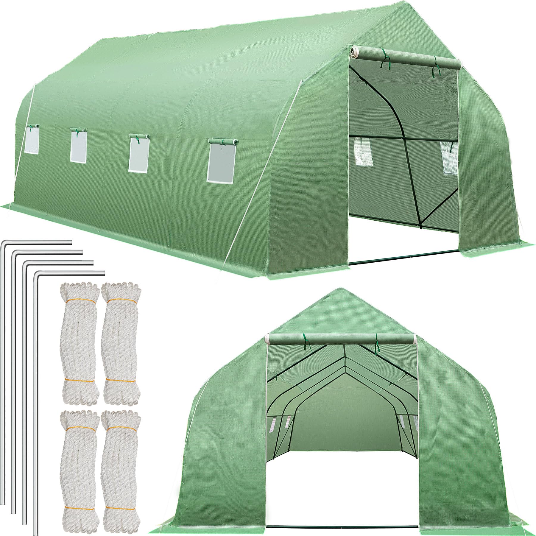 tectake® Invernadero Exterior de Policarbonato y Metal, Cubierta de PE contra UVA, Invernadero Terraza 143x143x195cm, Caseta Jardin Exterior, 8 Ventanas, Puerta Enrollable, Ideal Huerto y Jardín
