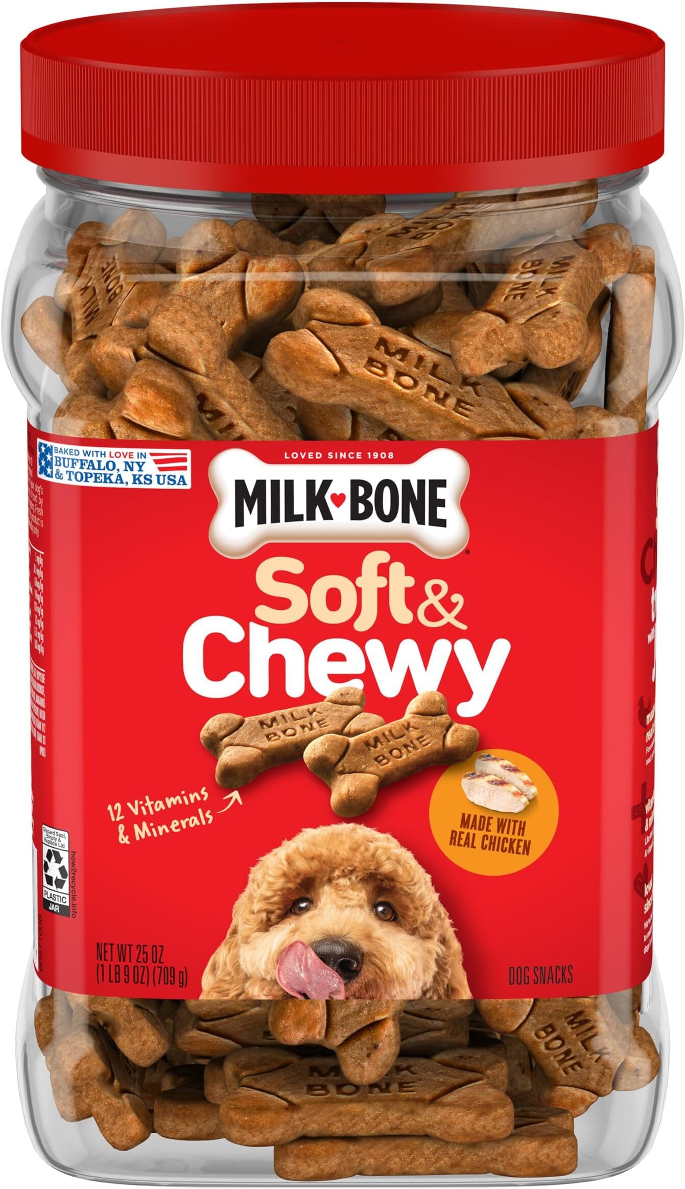 Milk-Bone Soft & Chewy Dog Treats, Made with Real Chicken, 25 Ounce Canister