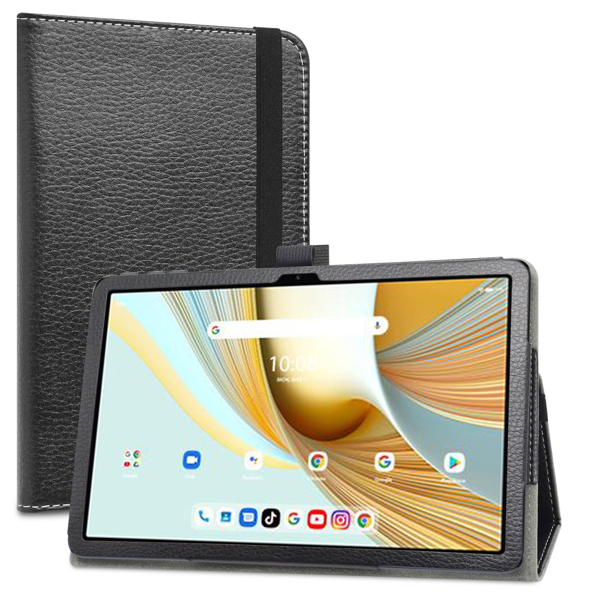 Funda de piel sintética delgada para UMIDIGI G3 Tab, Vortex Z TAB 10, T10M Pro – Funda para tableta de 10.1″, color negro