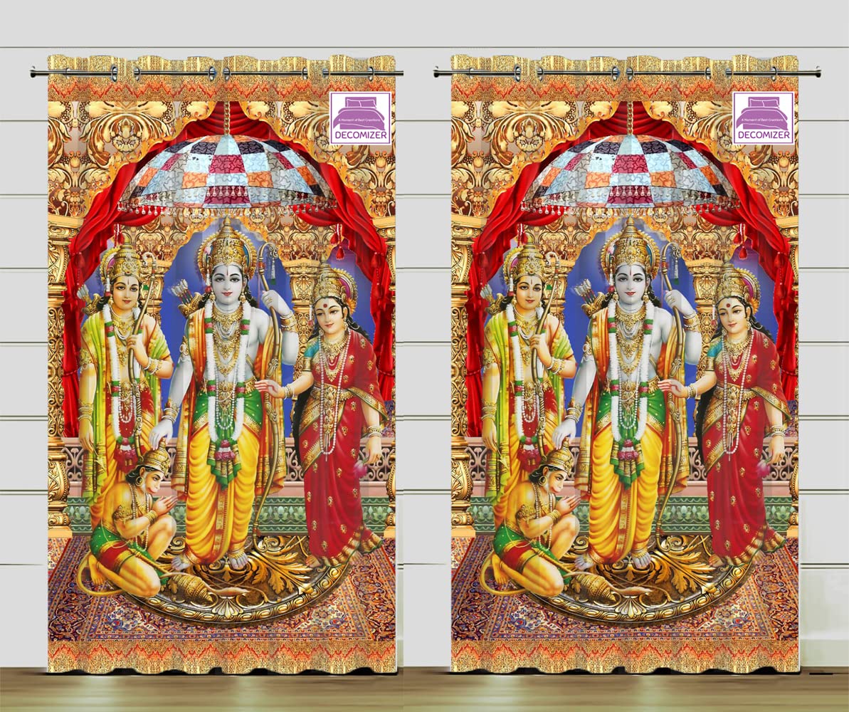 Buy 9Ft Long Door Curtain Pack of 2 Pc 3D God Ram Darbar