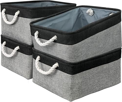 Miniatura 29 de TcaFmac Contenedores de Organización y Almacenamiento para Estantes - Paquete Pequeño de 6, 12x8x5.2 pulgadas, Cesta de Almacenamiento Plegable para