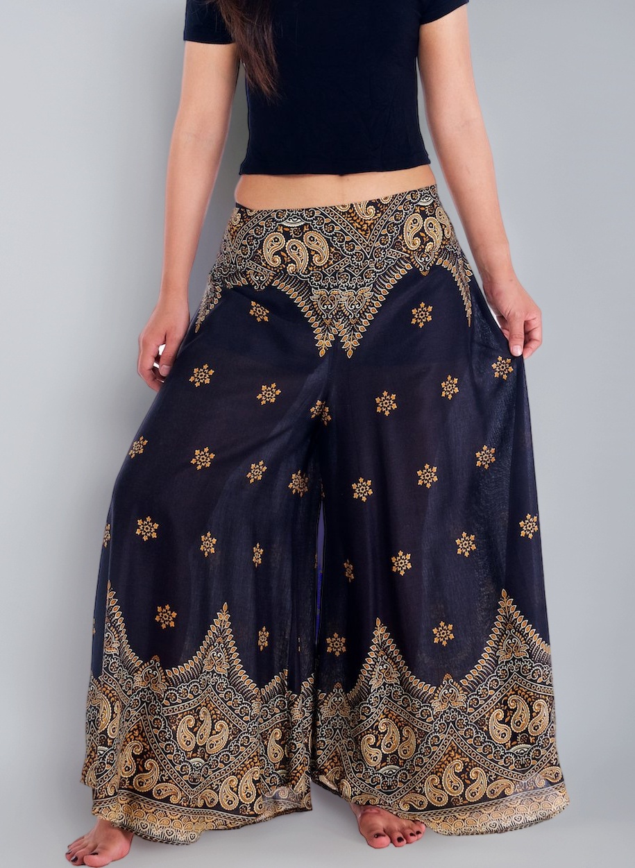 Lannaclothesdesign Women's Boho Palazzo Pants for Women with Wide Legs Boho Palazzo Pants with Wide Legs