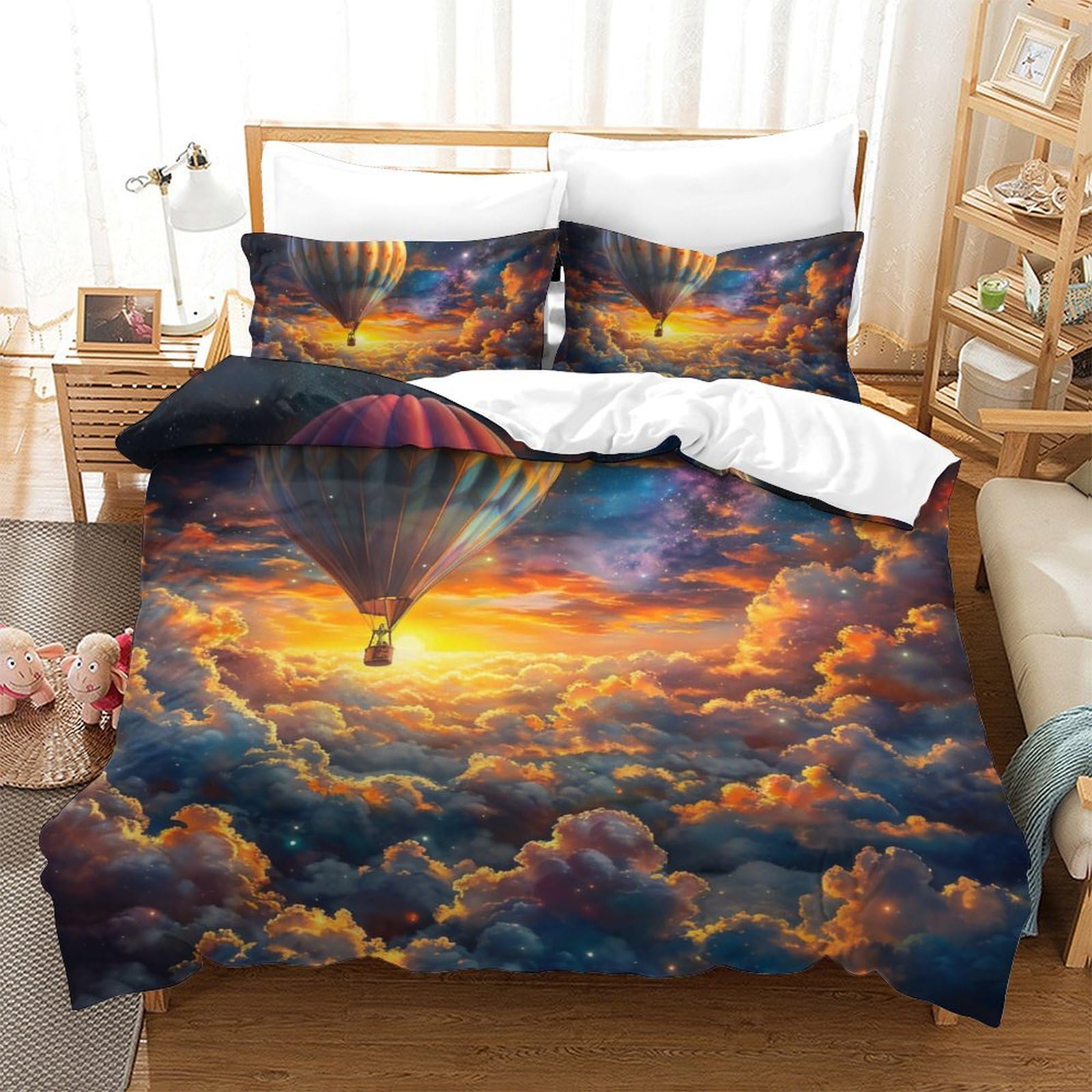 Housse de couette ballon à air chaud 220x240cm en microfibres pour lit king