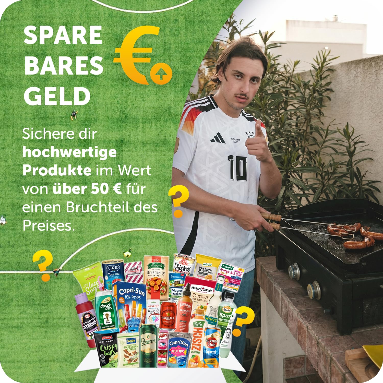 Utry.me WM-Box für Fußballabende mit Top-Marken - Snacks und Drinks mit über 50€ Warenwert - kuratierte Snackbox mit süßen und salzigen Knabberartikel sowie Getränke