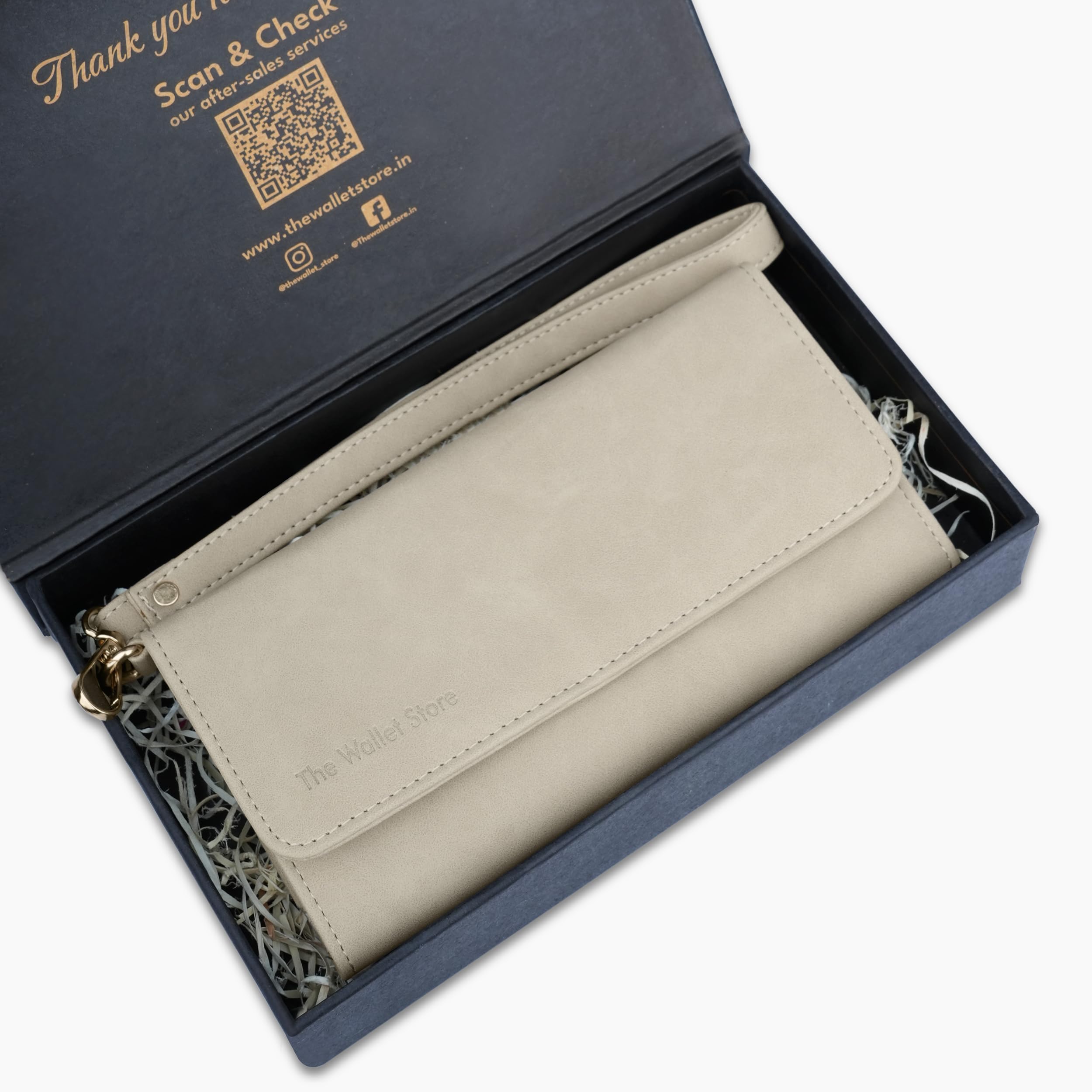 The Wallet Store Suede Leather Clutch For Women - Beige