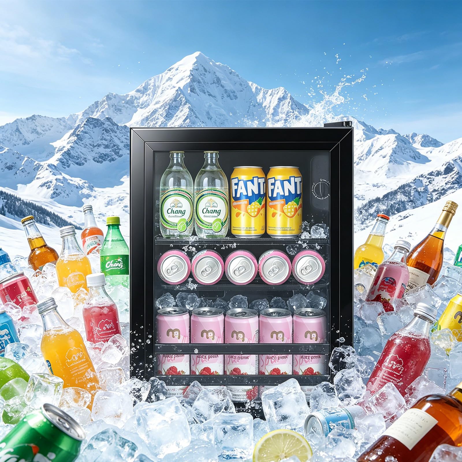 WANAI Beverage Refrigerator And Cooler With Glass Door - 45 Cans Capacity, 1.3 Cu.Ft Small Beer Fridge For Drinks, Soda, Wine - Mini Cooler With 7 Adjustable Temperature Control on Fridge.com - View 2
