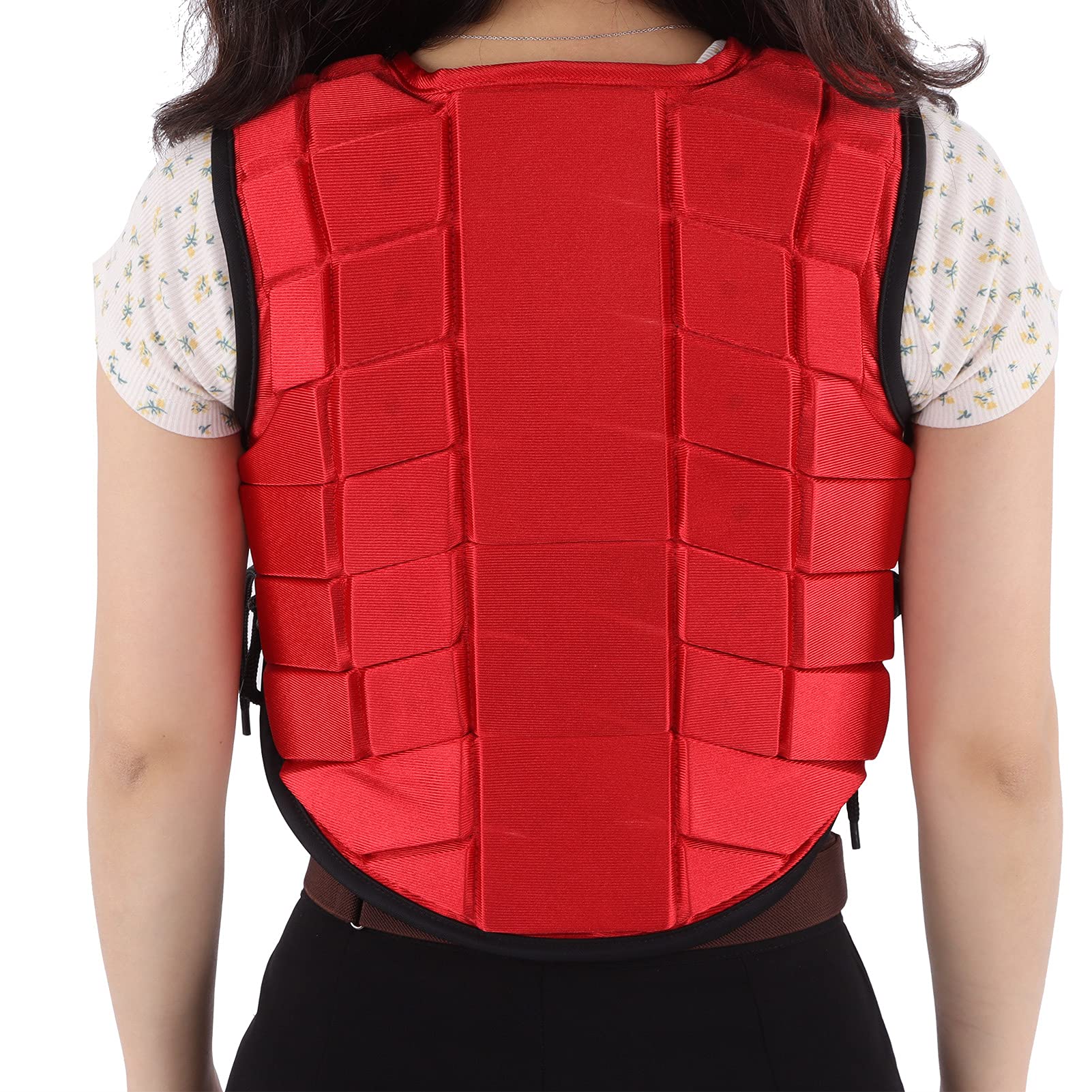 RiToEasysports Gilet Equestre per Bambini, Gilet Equestre di Sicurezza per Equitazione Gilet Protettivo per Corpo Equestre Imbottito in Schiuma con Design Laterale Regolabile Rosso per Bambini