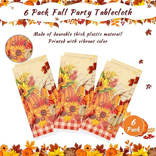 Miniatura 5 de 6 manteles de plástico desechables de plástico, manteles rectangulares de calabaza para decoración de mesa de día festivo, picnic, 54 x 108 pulgadas