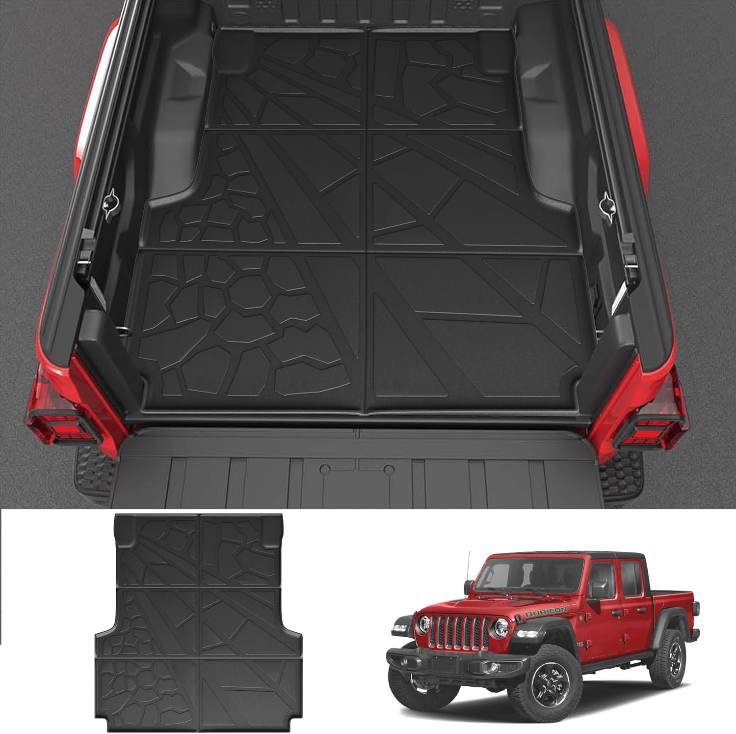 KARPAL Truck Bed Mat Fit for 2020-2025 Jeep Gladiator (5ft Bed), All-Weather TPE Cargo Bed Liner for Jeep Gladiator JT Accessories