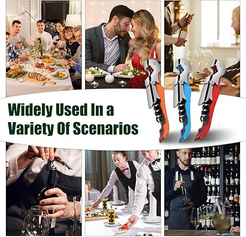 Miniatura 7 de cssopenss 6 piezas de abridor de vino para camarero profesional, sacacorchos, abridor de botellas de acero inoxidable, cortador de papel de aluminio