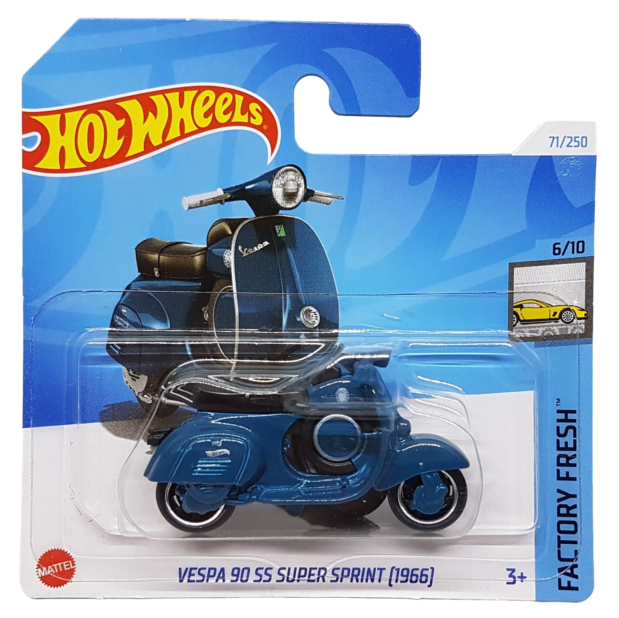 Hot Wheels - Vespa 90 SS Super Sprint [1966] - Factory Fresh 6/10 - HTD23 - Short Card - Motorcycle - Dark Blue - Mattel 2024 - 1:64