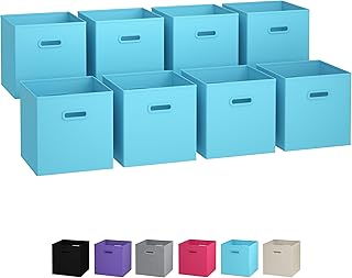 Cube Storage Baskets For Organizing - 11 Inch - Set of 8 Heavy-Duty Storage Cubes For Storage and Organization. Makes The Perfect Bins For Cubby Storage Boxes Or Cube Storage Organizer (Blue)