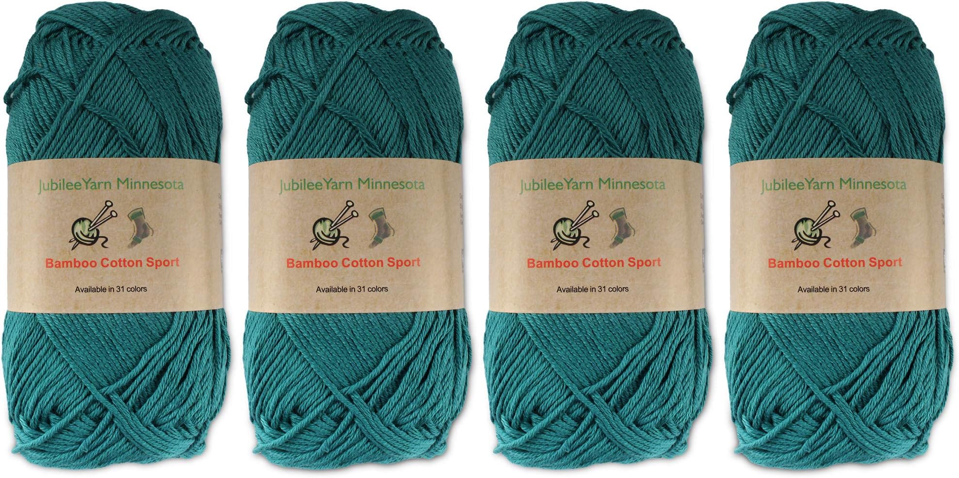 JubileeYarn Bamboo Cotton Sport 4 Ply Yarn - 50g/Skein - Frozen Tidepool - 4 Skeins