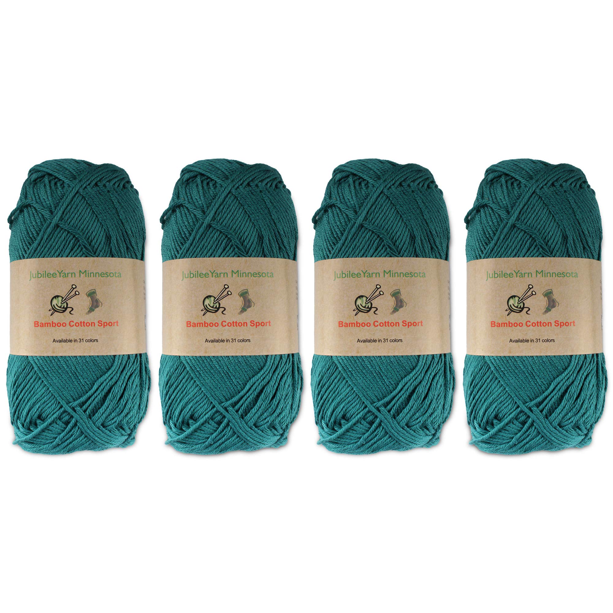 JubileeYarn Bamboo Cotton Sport 4 Ply Yarn - 50g/Skein - Frozen Tidepool - 4 Skeins