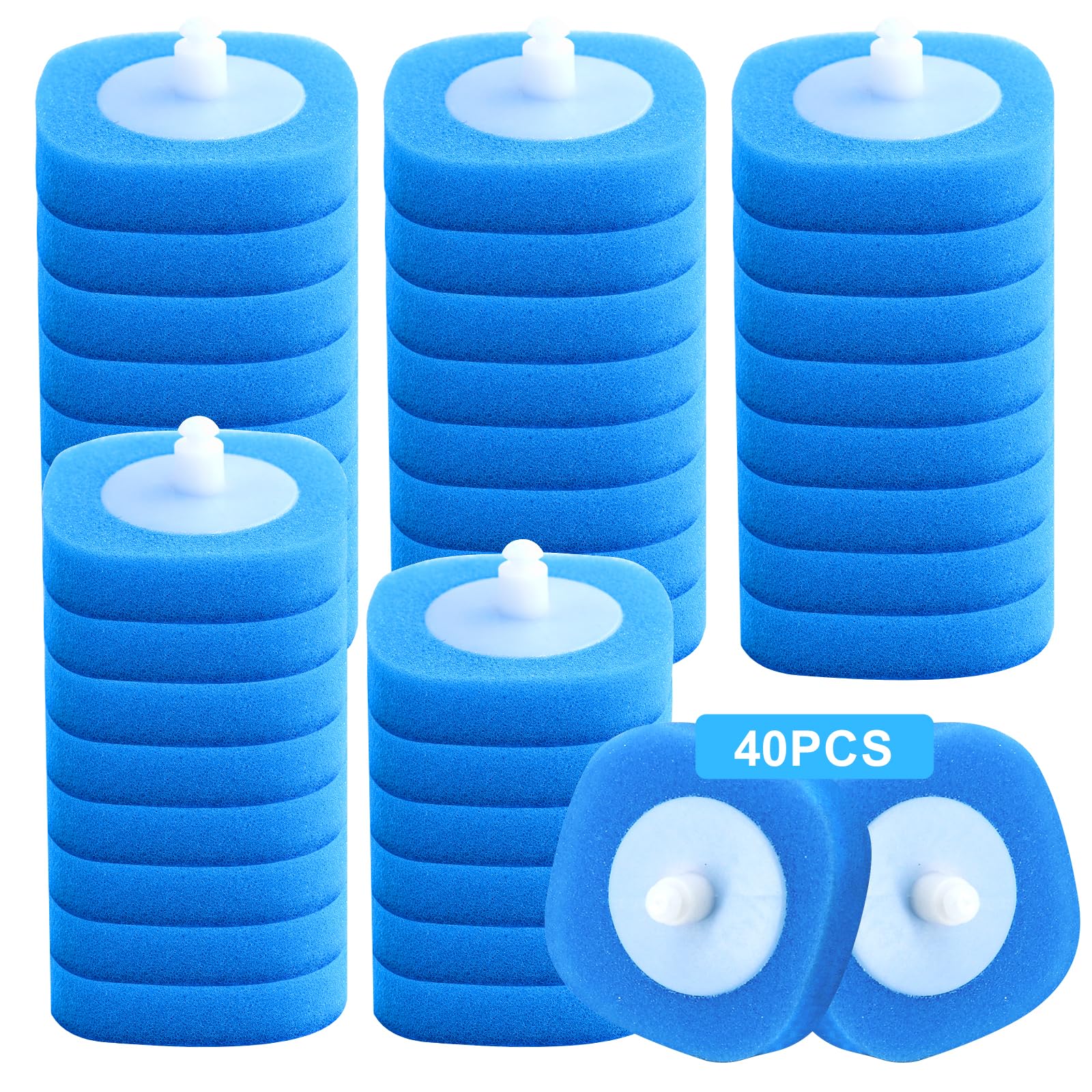 Newthinking 40 Pcs Replacement Heads Disposable Toilet Bowl Brush Refills 40 Packs, Bathroom Scrubber Wand Replacement Cleaner Pads For Sink Bathtub Wash Basin Mop Pool