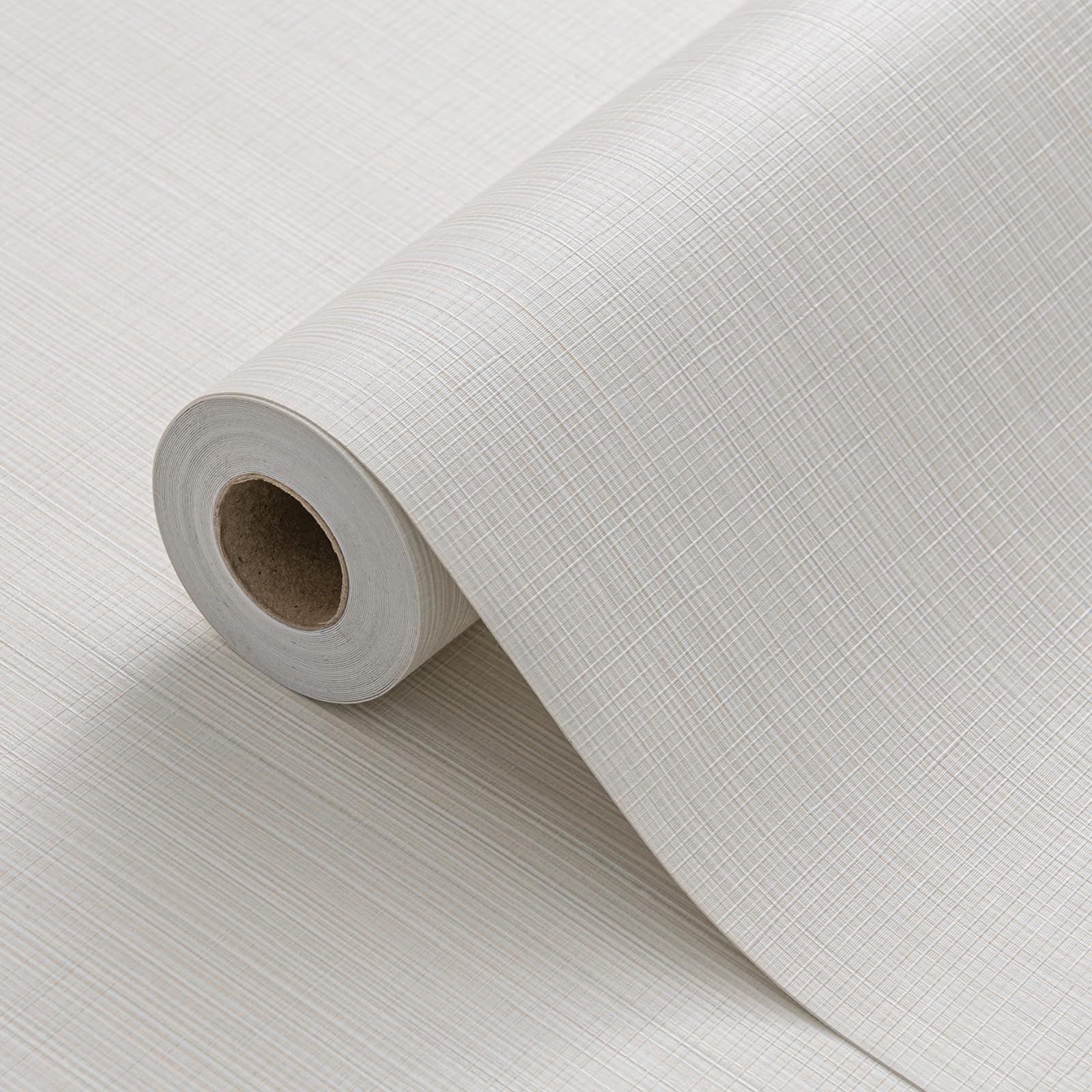 HyunHome Grasscloth Peel and Stick Wallpaper 20.8"x394" Multi-Cream Thick Fabric Textured Linen Classic Faux Grassweave Neutral Removable Wallpaper