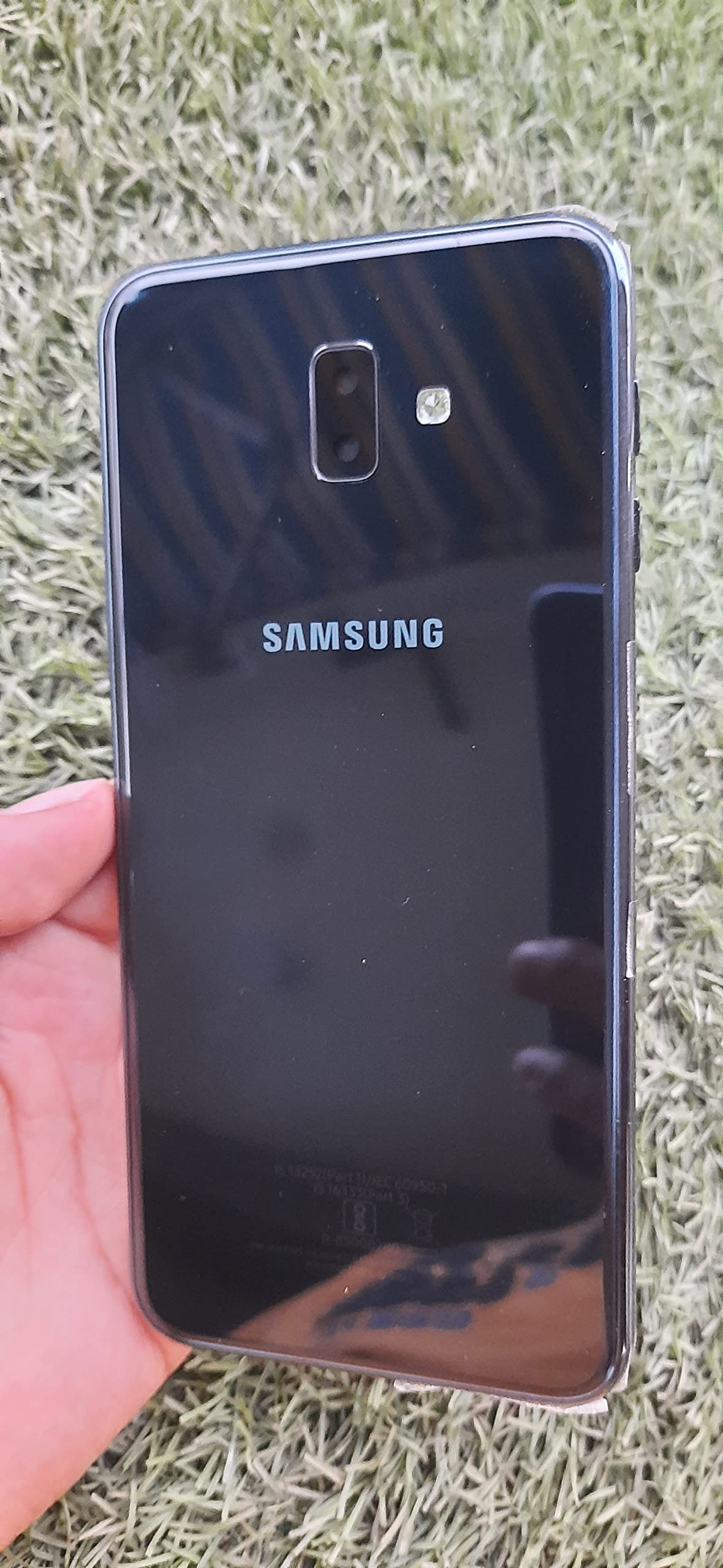 Mozomart Battery Door Back Panel Housing Body with Logo Compatible for  Samsung Galaxy J6 Plus or J6+ Black