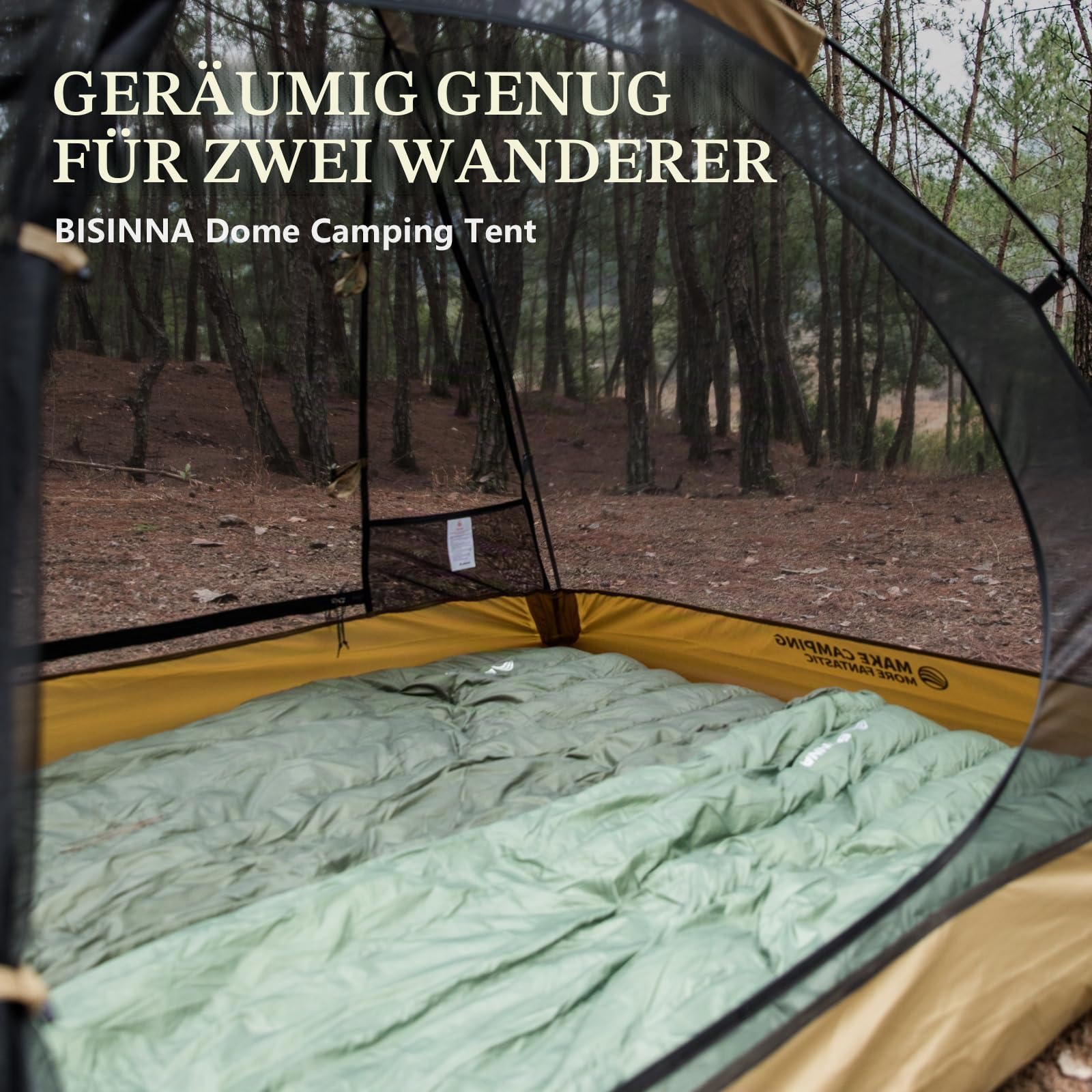 BISINNA Zelt 2 Personen | 3-4 Jahreszeiten Wasserdicht & Winddicht | Ultraleichtes Trekkingzelt mit Blitzaufbau & Kompakt Packmaß für Camping, Wandern, Festival