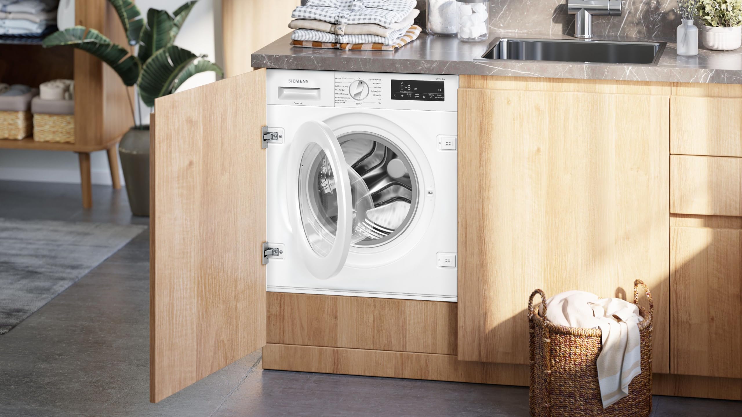 Siemens, Lavavadora iQ700 integrable 8kg 60cm, Display LED, WI14W542ES