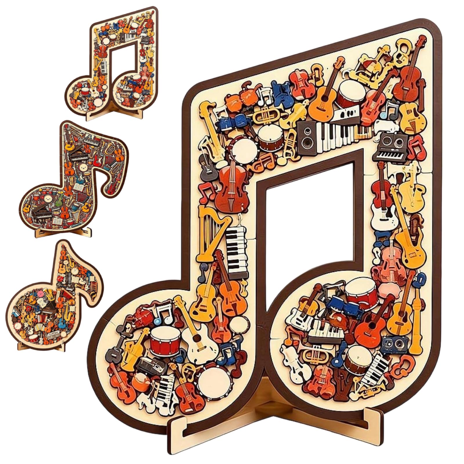 Musical Note Instrument Jigsaw Puzzle Ornament, 3D Wooden Music Note Jigsaw Puzzle Ornament, Stunning Display Art with Various Fragments Interior and Classic Musical Note Outer Gift for Music Lovers