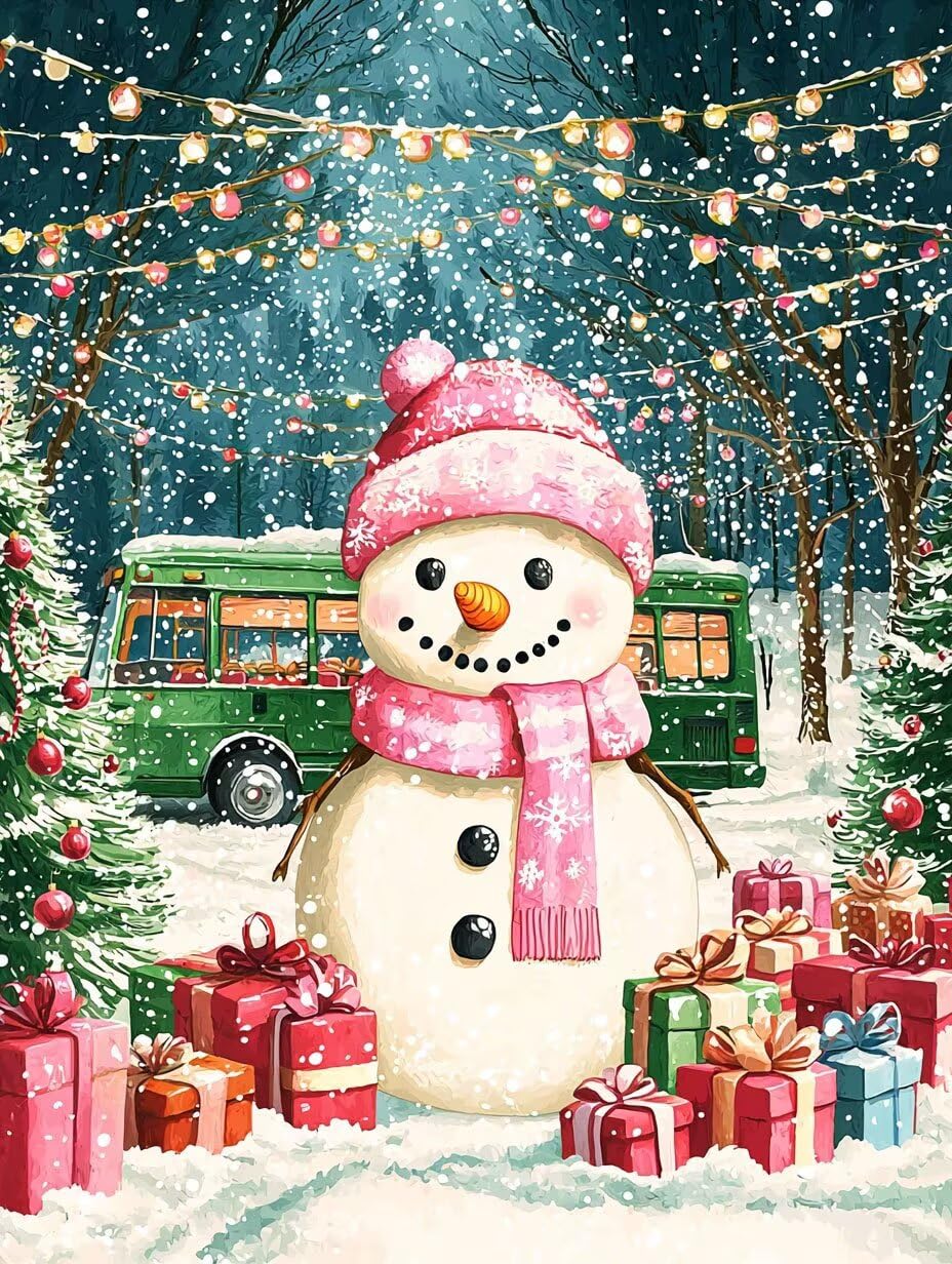 WEISHIWE Muñeco de nieve navideño Pintar por Numeros Adultos, 60x80cm w-879