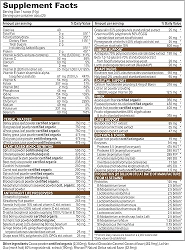 Miniatura 2 de Vibrant Health, Green Vibrance, polvo superalimento a base de plantas, apto para veganos, chocolate y coco, 25 porciones