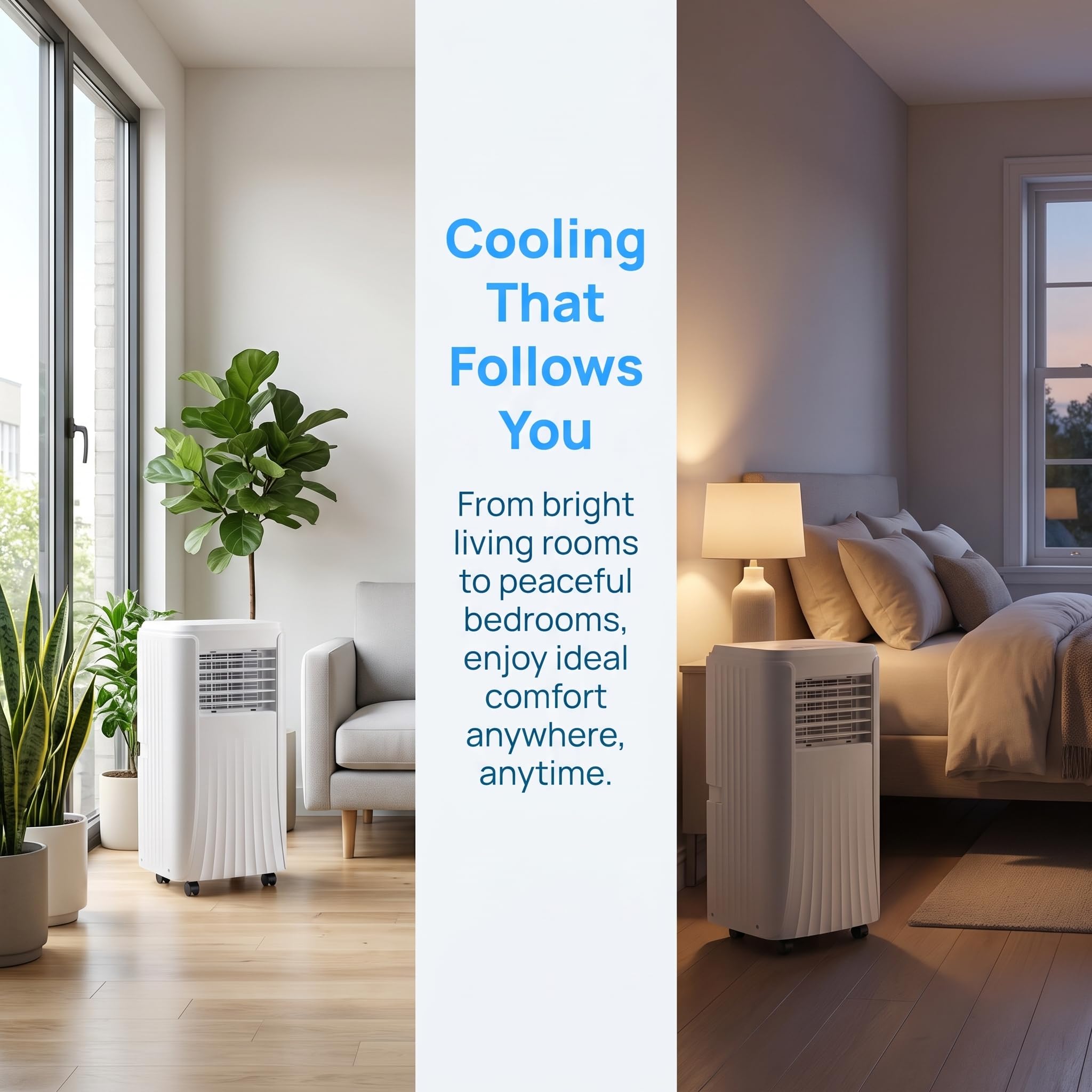 Ventilatore Portatile, raffredda 350 Sq Ft Room, Smart Sleep Mode con Telecomando, Ventilazione silenziosa e deumidificatore per L'Ufficio Domestico, Facile Installazione Kit Incluso