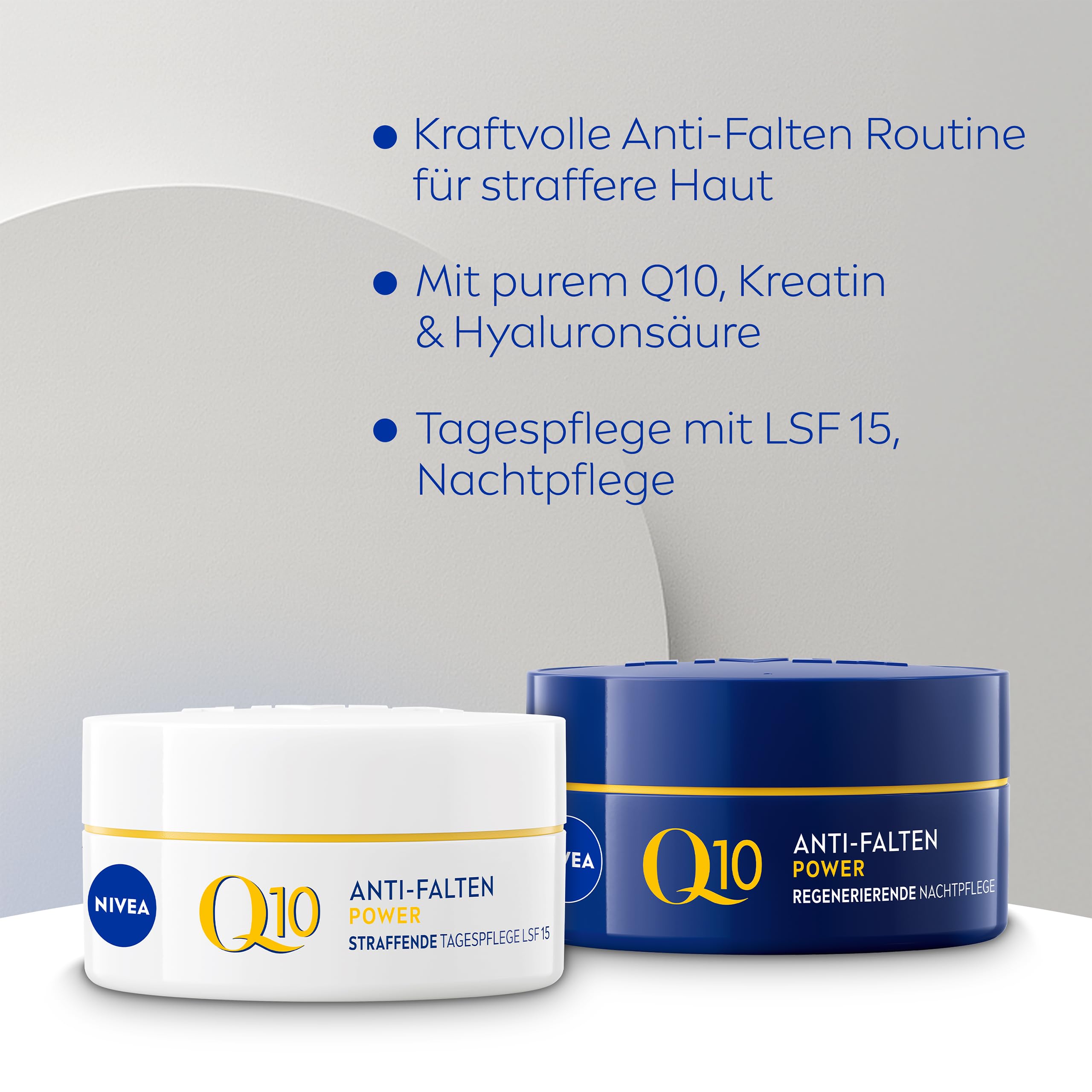 NIVEA Q10 Anti-Falten Power Gesichtspflege Set, Geschenkset mit LSF 15 Tagescreme (50 ml) und Nachtcreme (50 ml), Pflegeset mit Anti-Aging-Effekt
