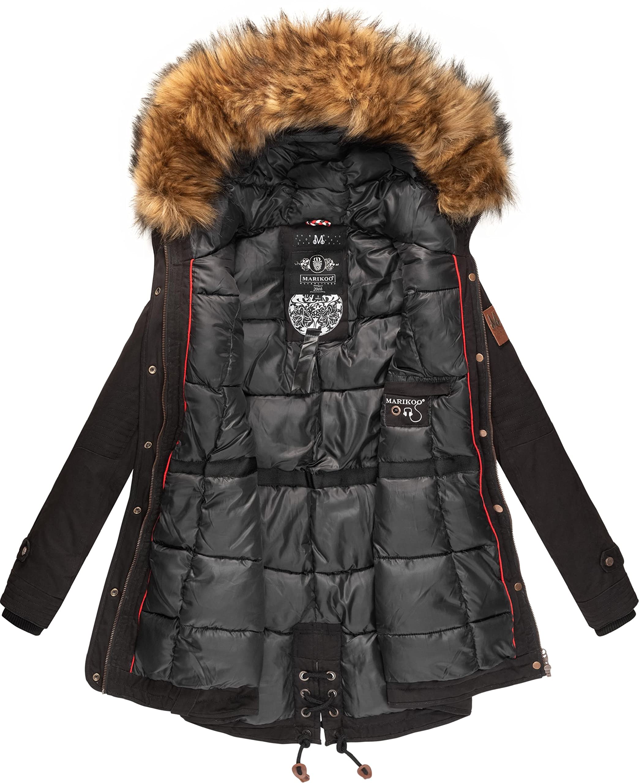 MARIKOO Caldo parka invernale da donna con pelliccia sintetica rimovibile La Viva Prc XS-XXL