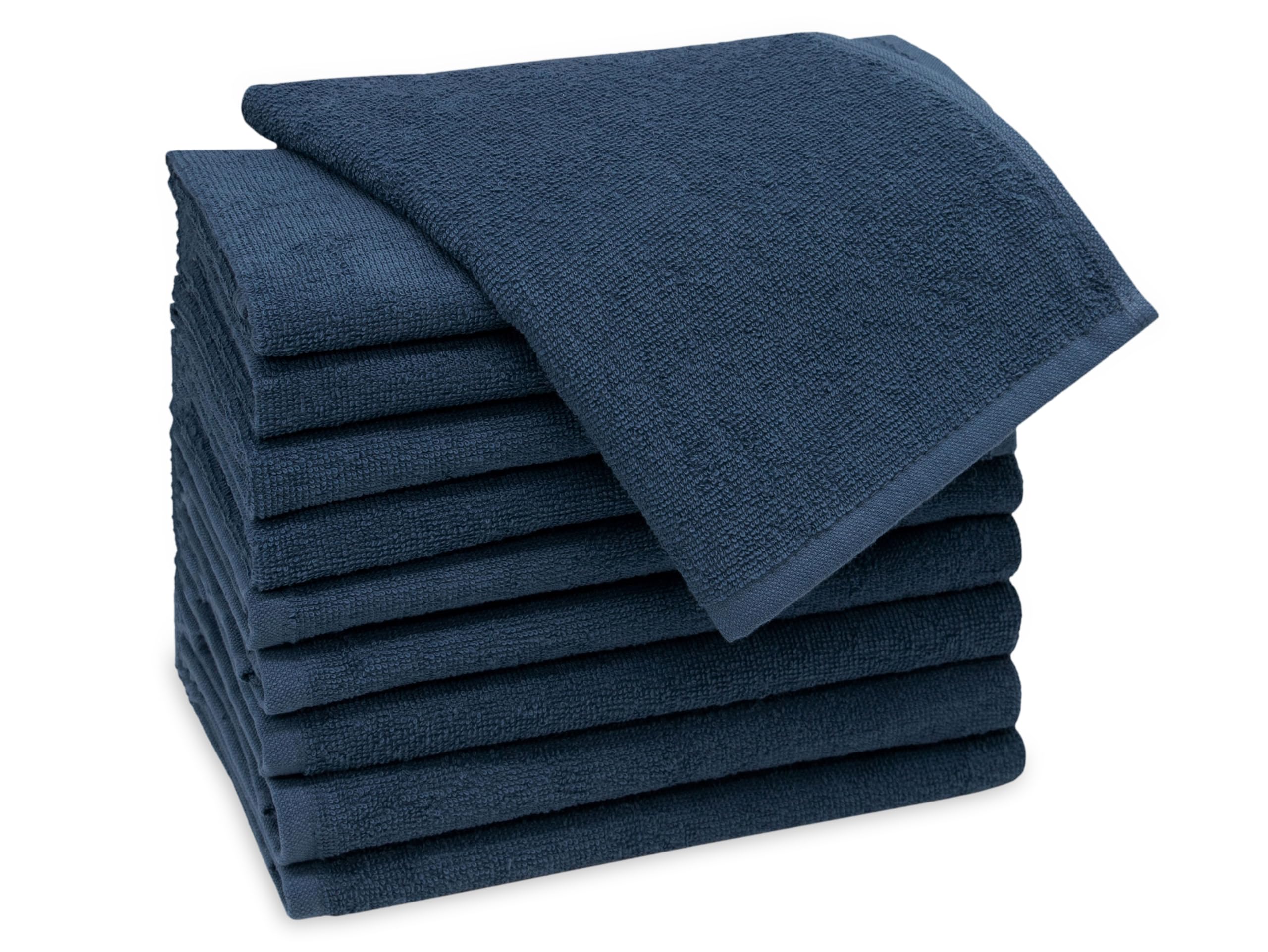 ZOLLNER 10 asciugamani per gli ospiti 30x50 cm - salviettine per le mani - blu marino - con gancetto - lavabili a 60°C - cotone - qualità d'albergo