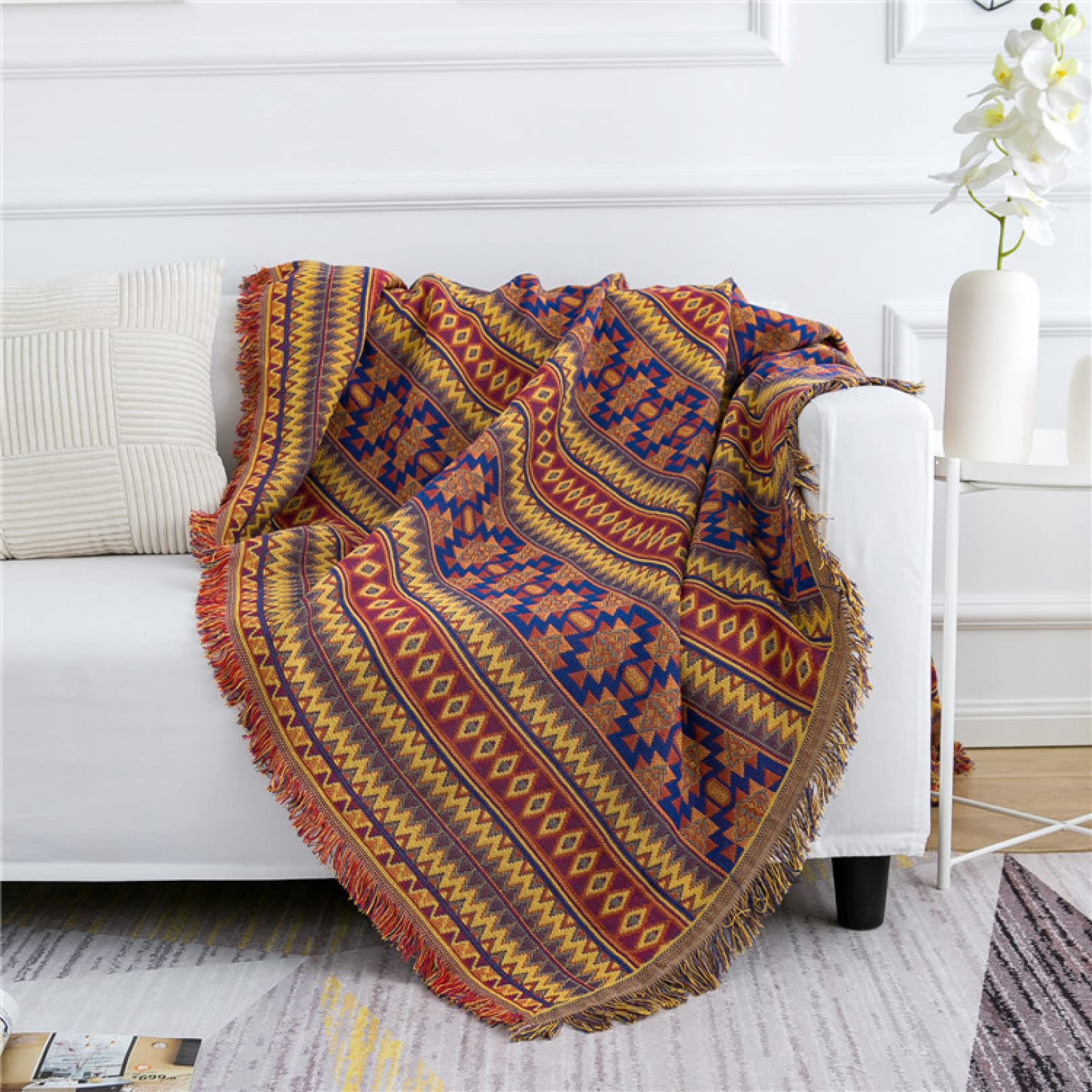 高品質多機能エスニック ソファカバー 大判マルチカバーファブリック敷物