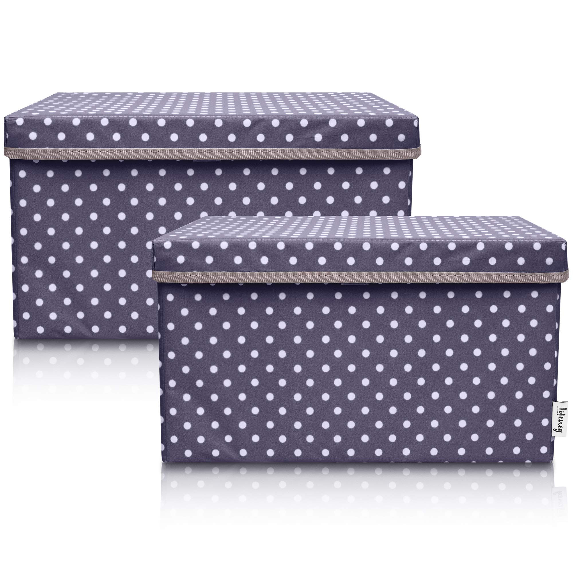 Lifeney Anthrazit Punkte 2-Set Aufbewahrungsbox Kinder (37X25x21cm) I Aufbewahrungskorb Für Kinderzimmer Und Wohnbereich I Kinder Aufbewahrungskiste (Anthrazit Punkte)
