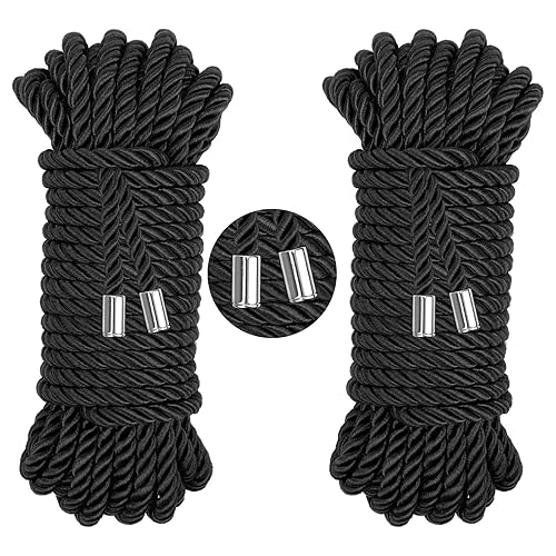 Coldairsoap Soft Silk Rope, Skin Friendly Twisted Trim Cord Rope (Black, 32ft) - Black - 32ft