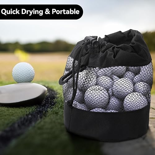 Miniatura 5 de Mozeat Lens 2 bolsas de almacenamiento de pelotas de golf, bolsas de malla de nailon para pelotas de golf, bolsa de golf con cordón, bolsa de golf,