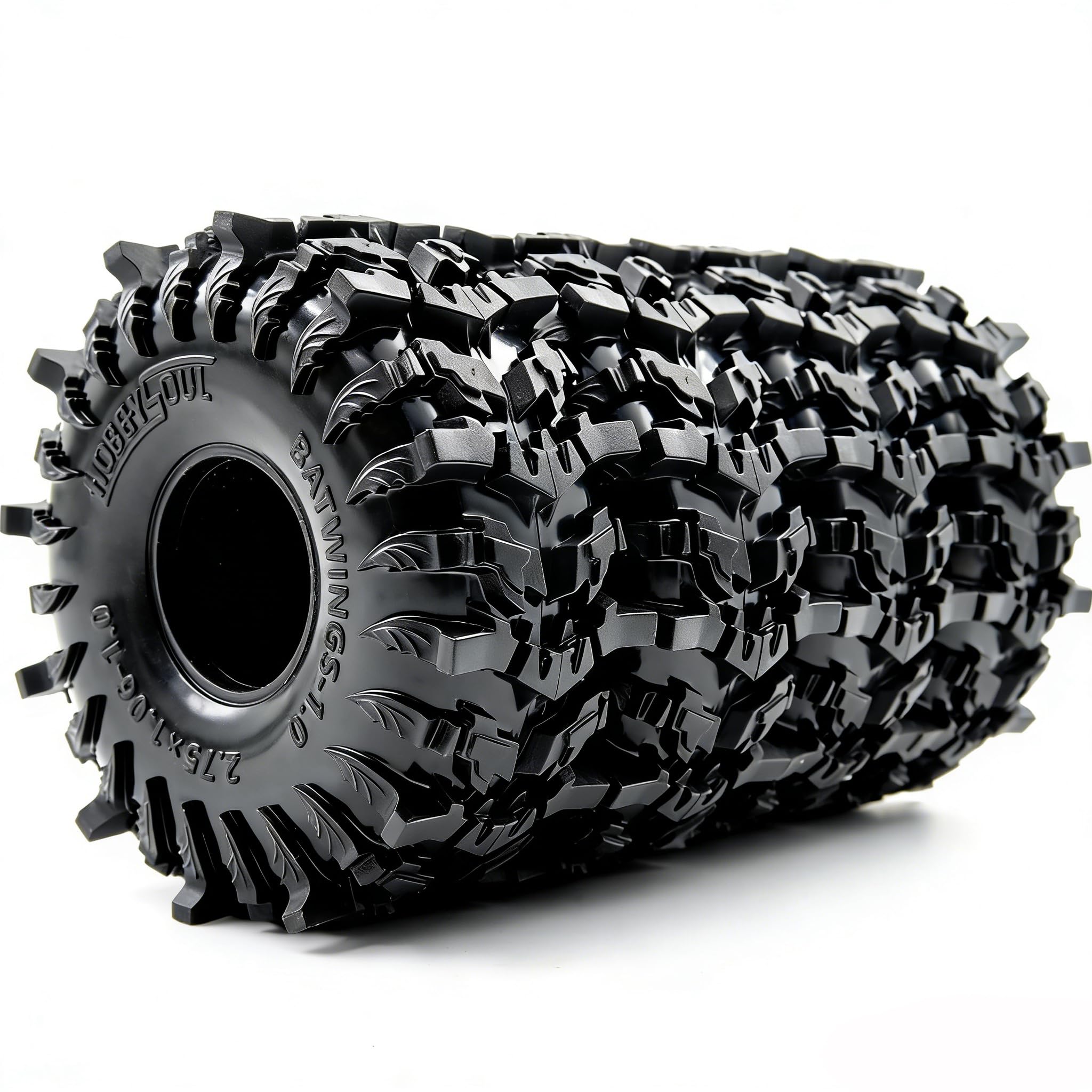 HOBBYSOUL 1.0 Tires - 70 * 27mm Tall Batwings Super Soft Sticky mud Tyre for RC Crawler 1/24 SCX24 1/18 TRX4M Upgrades - 1
